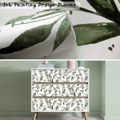 Livebor Green Leaf Wallpaper Peel and Stick Olive Leaf Contact Paper 17.7inch x - Image 4