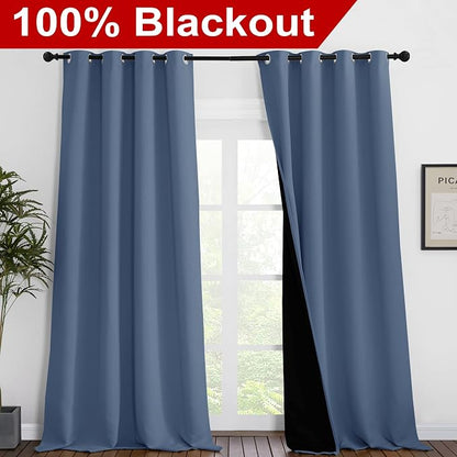 NICETOWN Cold Reducing Curtains, 100% Sun Blocking Curtains, Sound Proof Drapes - Image 2