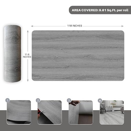 Wood Grain Peel and Stick Floor Tiles – 11.8” Width, Full Roll Length of 118" – - Image 2