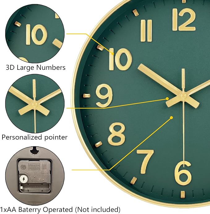 Wall Clock, 8 Inch Wall Clocks Battery Operated, Modern Non Ticking Silent - Image 6