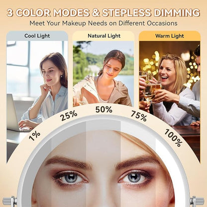 Auxmir 8'' Wall Mounted Lighted Makeup Mirror, 3200mAh Rechargeable - Image 4