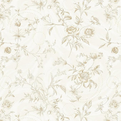 Ismoon Floral Peel and Stick Wallpaper Vintage Beige Stick on Wall Paper French by Ismoon