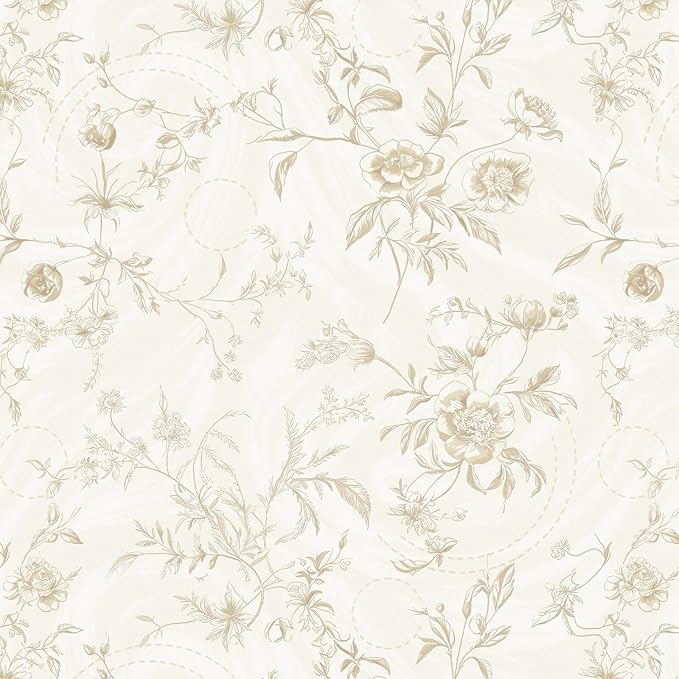 Ismoon Peel and Stick Wallpaper Floral Vintage Stick on Wall Paper Beige French by Ismoon