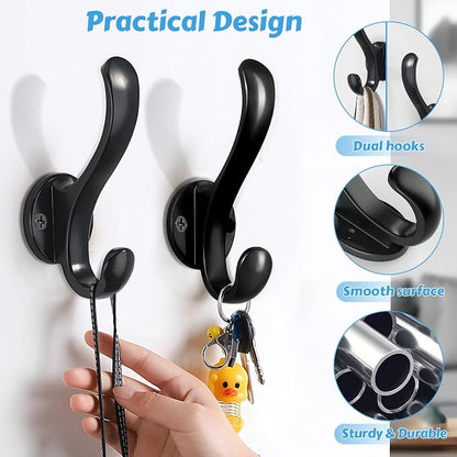 10 Pack Coat Hooks Wall Mount Heavy Duty Utility Retro Double Hooks - Image 8