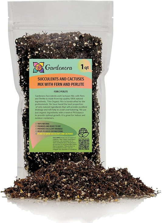 Fern + Perlite Soil Mix for Repotting and Planting Succulents and Cactuses - 1 Quart Bag