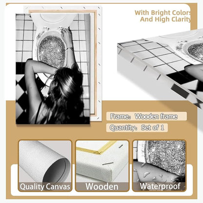 Funny Bathroom Wall Art Black and White posters Bar Disco Party prints painting - Image 2
