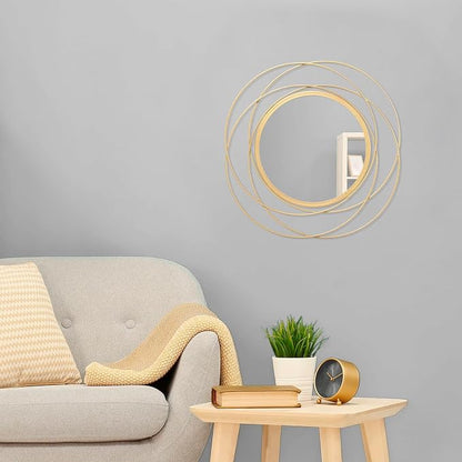 Large Round Mirror with Iron Metal Wire Frame Wall-Mounted Mirror - Image 3