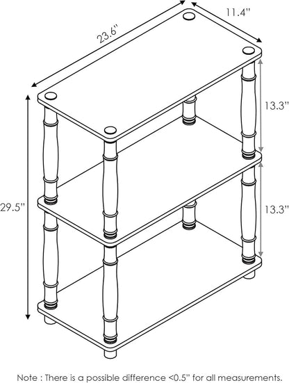 Furinno TURN-N-TUBE Storage Shelves, 3-Tier Book Shelf, Corner Shelf, Toolless - Image 3