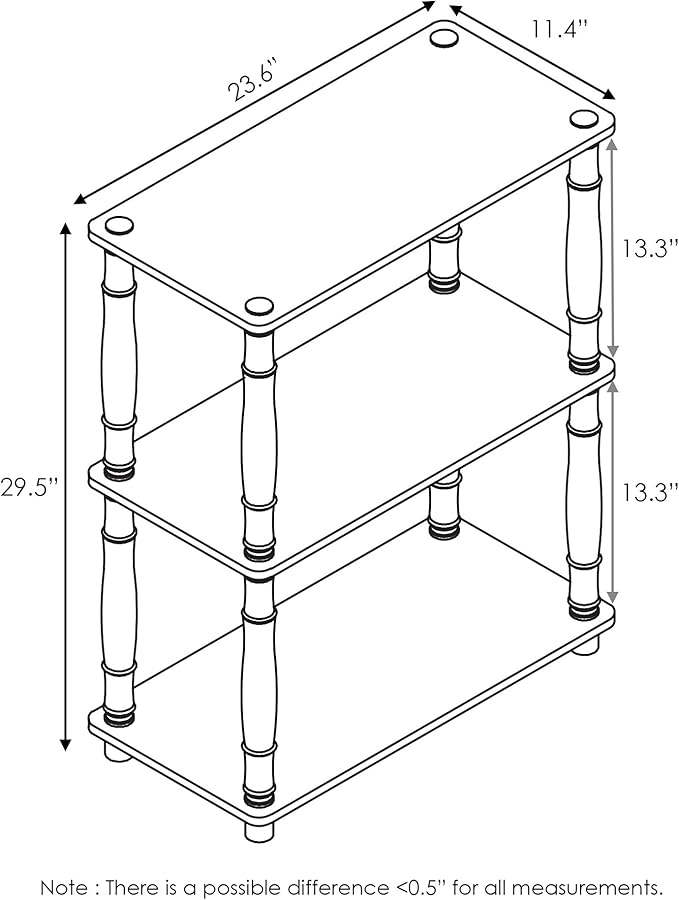 Furinno 18029GYW/BK Turn-N-Tube 3-Tier Compact Multipurpose Shelf Display Rack - Image 2