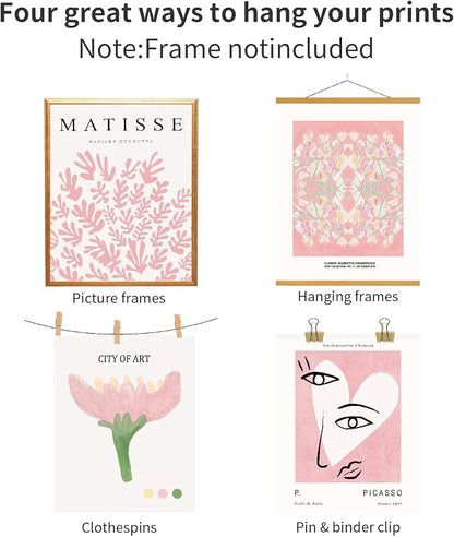 QIAOMICS Pink Flower Market Wall Art Prints, Cute Matisse Wall Decor Aesthetic - Image 5