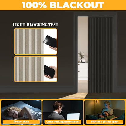 AJAZZ 100% Blackout Magnetic Door Curtain Accordion Doors Interior Folding - Image 4