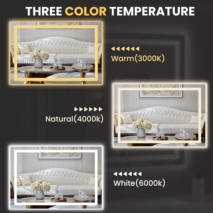 LOAAO 48"x24" LED Bathroom Mirror - Image 5