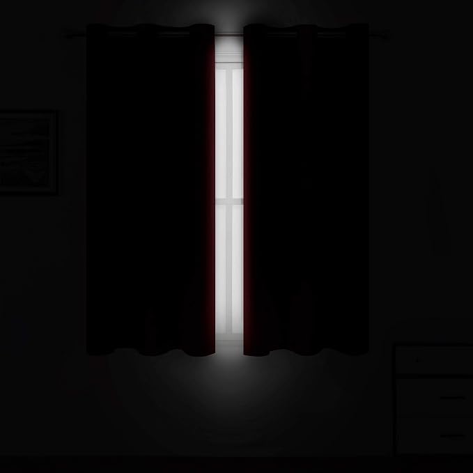 LEMOMO Red Blackout Curtains 42 x 63 Inch/Red Curtains Set of 2 Panels/Room - Image 3
