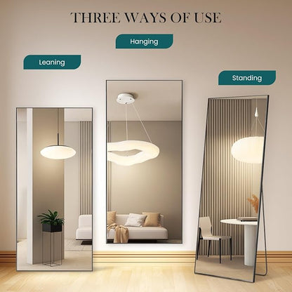 DUMOS Full Length Mirror with Stand 70.4"x25.6" Floor Standing Aluminum Frame - Image 5