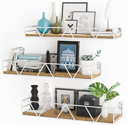Amaoot Floating Shelves Set of 3, Home Wood Wall Shelf, Farmhouse Shelf by Amoot