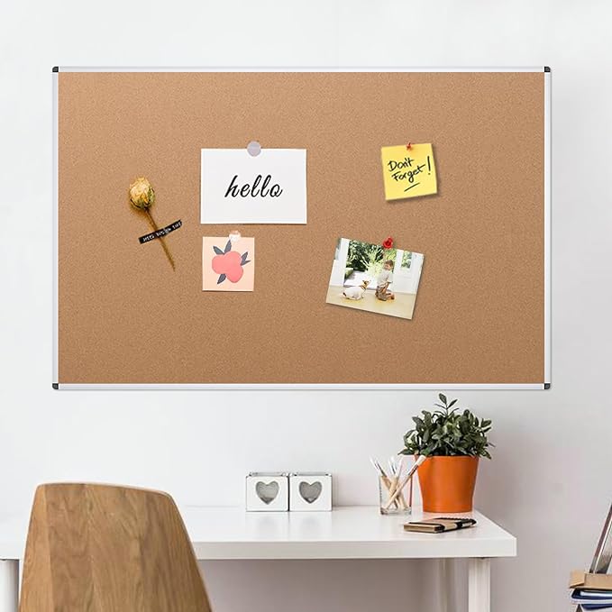 VIZ-PRO Large Cork Bulletin Board, 60 X 36 Inches, Wall-Mounted Corkboard - Image 5