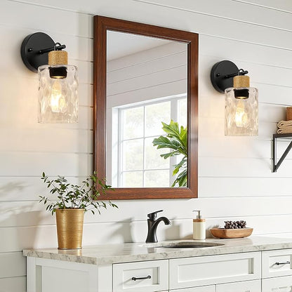 MOKATNG Set of 2 Wall Sconces for Bathroom, Coastal Modern Vanity Lights - Image 2