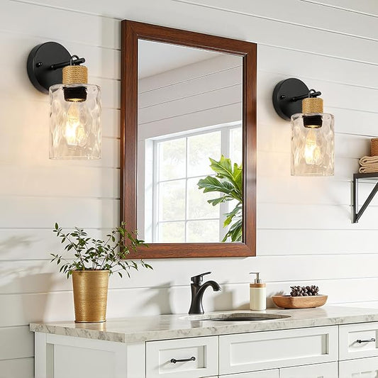MOKATNG Set of 2 Wall Sconces for Bathroom, Coastal Modern Vanity Lights - Image 2