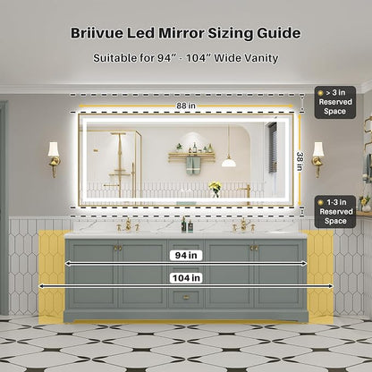 88x38 Inch LED Bathroom Mirror - Image 2