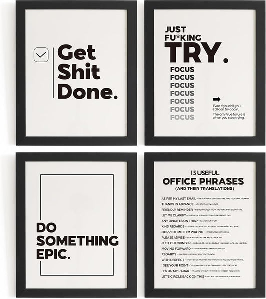 DSHFG Funny Motivational Office Pictures Wall Art Decor Prints Set of 4 by Unknown