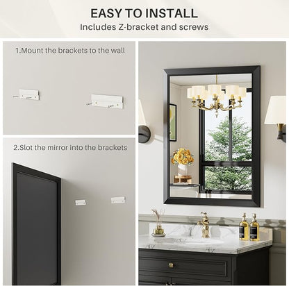 Briivue 24x32 Inch Black Bathroom Mirror - Image 8