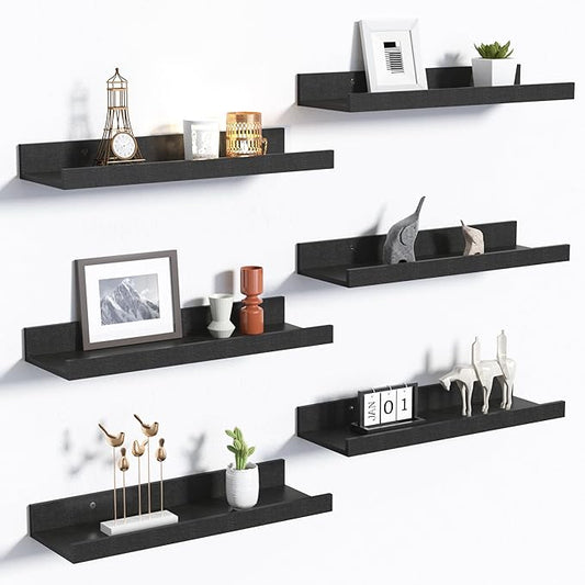 upsimples Floating Shelves for Wall, Wall Shelves for Decor Storage Set of 6 by upsimples