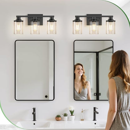 DORESshop 17 Inch Bathroom Light Fixtures, 3-Light Black Bathroom Lighting - Image 9