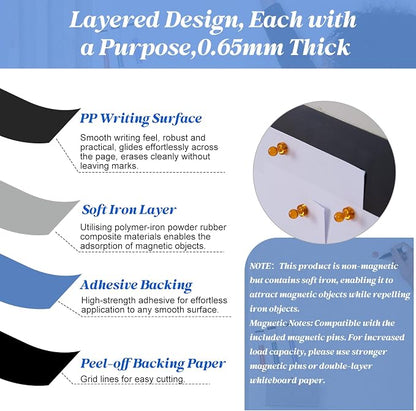 Magnetic Chalkboard Contact Paper Adhesive 17.52" x 39.37", Magnetic Chalkboards - Image 2