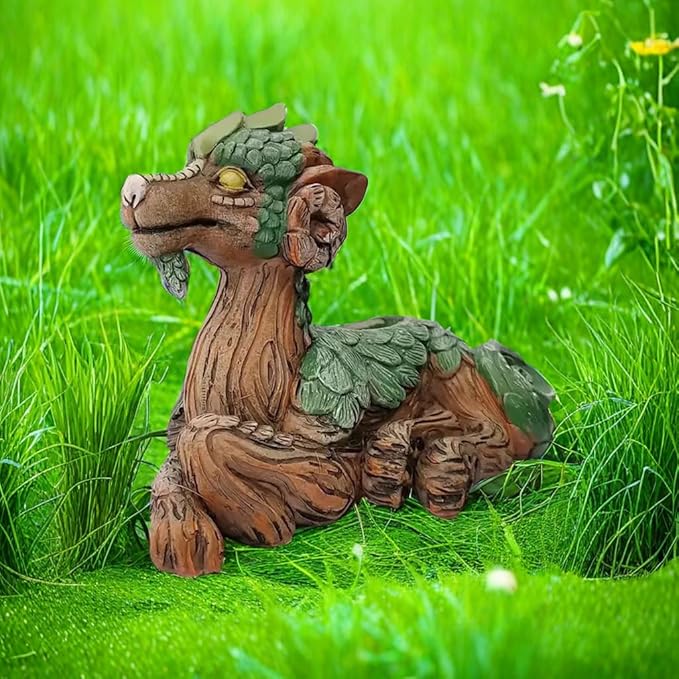 Funny Dragon Planter, Resin Animal Planter, Dragon Statue Outdoor, Dragon Figurines, Unique Succulent Pots with Drainage Hole, Dragon Yard Decor for Outside Lawn Patio Patio Yard Ornament Gifts (B)