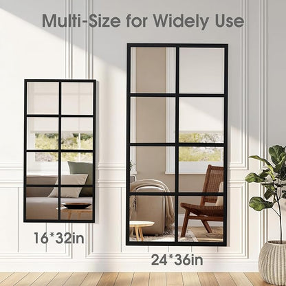 DUMOS Wall Mirror 24" x 36", Rectangle Window Pane Decorative Mirror, Metal - Image 3