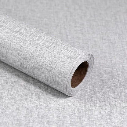 Grey Grasscloth Peel and Stick Wallpaper, Vintage Textured Contact Paper 15.75" by MANONIRIA