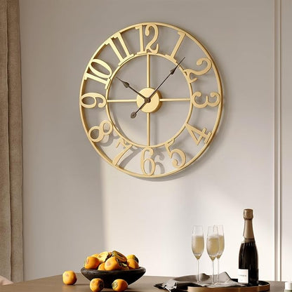 Cuspin Gold Wall Clock 16 Inch, Decorative Wall Clocks Battery-Operated by Cuspin