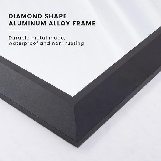 Amorho Black Bathroom Mirror, 36x36 Inch Thick Metal Framed Wall Mirrors - Image 2