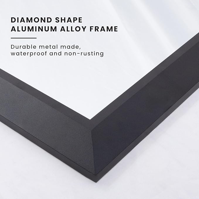 Amorho Black Bathroom Mirror, 48x30 Inch Thick Metal Framed Wall Mirrors - Image 2