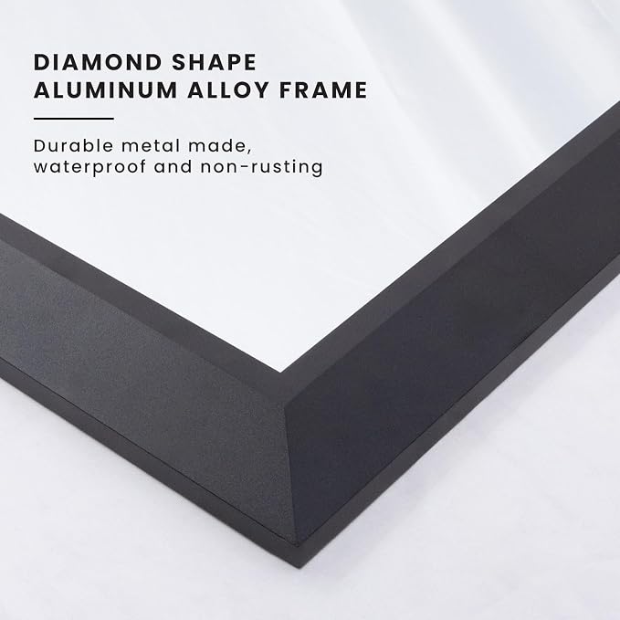 Amorho Black Bathroom Mirror, 55x32 Inch Thick Metal Framed Wall Mirrors - Image 2