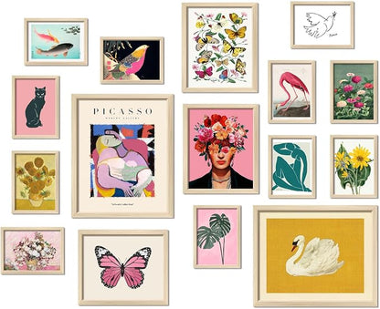 ANERZA 16 PCS Eclectic Wall Art Decor, Modern Maximalist Wall Prints by ANERZA