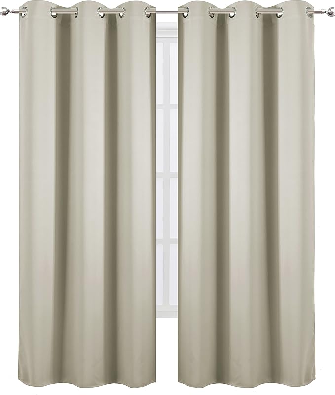 LEMOMO Light Beige Thermal Blackout Curtains/38 x 84 Inch/Set of 2 Panels Room - Image 2
