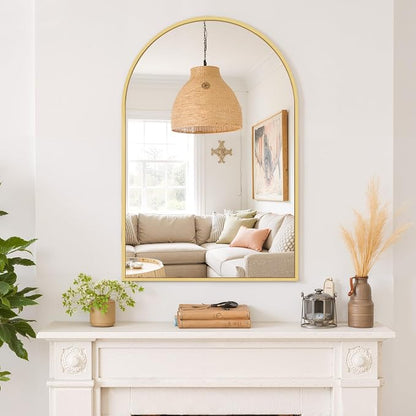 Arched Wall Mirror 36x24 Inch Gold Bathroom Vanity Mirror - Image 7