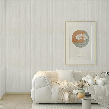 TANONE Beige Grasscloth Peel and Stick Textured Wallpaper 17.7'' x 118'' - Image 7