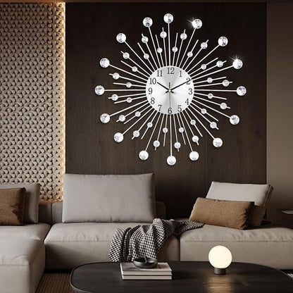 Large Wall Clock for Living Room Decor Non-Ticking Quiet Metal Quartz Clocks - Image 7