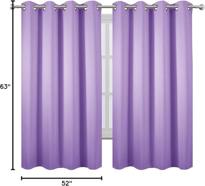 LEMOMO Lavender Blackout Curtains 52 x 63 Inch Length/Set of 2 Curtain - Image 8