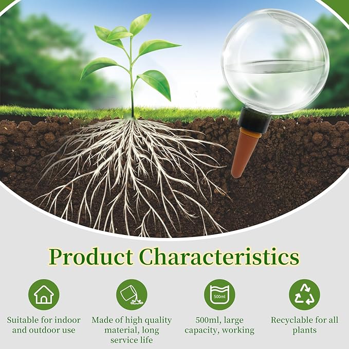 3 Pcs Self Watering Globes for Indoor & Outdoor Plants Automatic Watering Planter Insert 17.5 oz Watering Bulbs with Slow Release Control Water Dripper for Plants