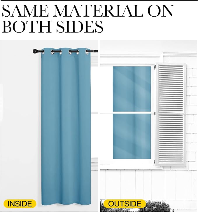 NICETOWN Teal Blue Blackout Curtains 90 inches Length - Image 5