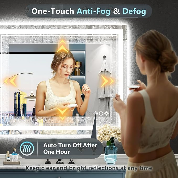 30x36 LED Bathroom Mirror with Lights, Backlit and Front Lit Anti-Fog Lighted - Image 5