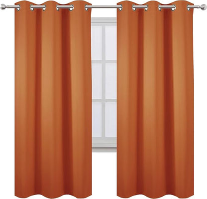 LEMOMO Orange Thermal Blackout Curtains/42 x 72 Inch/Set of 2 Panels Room - Image 2