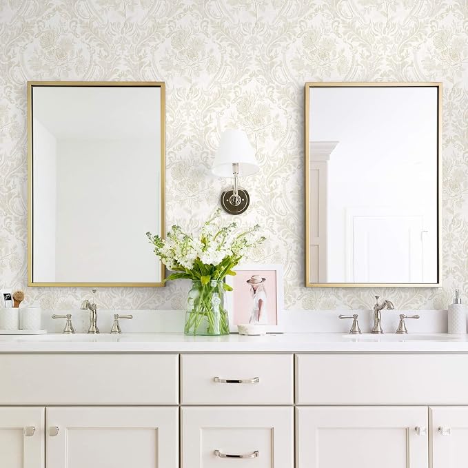 Ismoon Floral Peel and Stick Wallpaper Vintage Beige Contact Paper Boho - Image 3