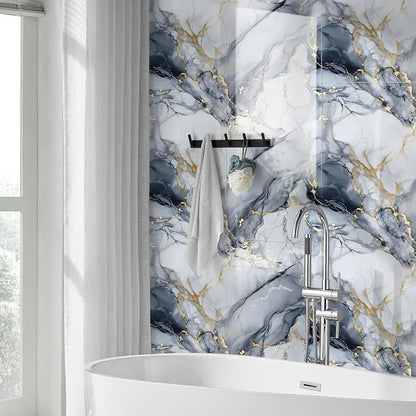 10pcs Thick Marble Peel and Stick Waterproof Wall Panels, Heat-Resistant - Image 3