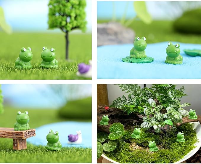 200 Pcs Mini Frog Figurines Mini Resin Frogs Mini Garden Frog Green Frog Figurines for Fairy Home Garden Decor…