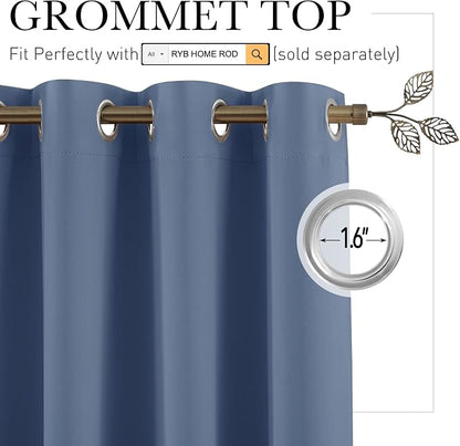 RYB HOME Extra Wide Curtain for Room Divider, Stone Blue, 20ft Wide x 7ft Long - Image 2