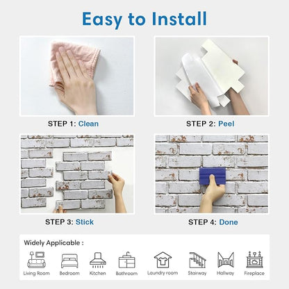 COMSTICKC 3D Faux Brick Wall Panels Peel and Stick, Small Size Self Adhesive - Image 7